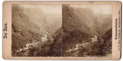 Stereo-Fotografie Fr. Rose, Wernigerode, Ansicht Bodethal, Hotel Waldkater