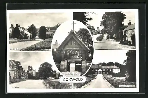 AK Coxwold, Lych Gate & Coxwold Church, Newburgh Pirory, Panorama