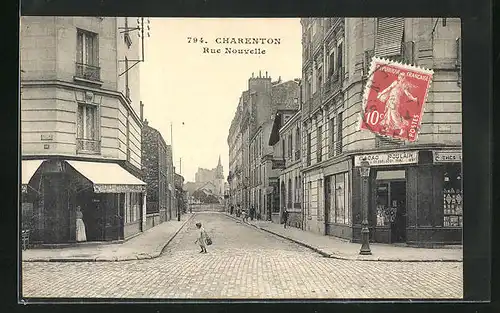 AK Charenton, Rue Nouvelle, Strassenpartie