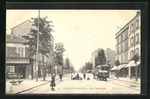 AK Ivry-sur-Seine, Rue Nationale, Strassenpartie