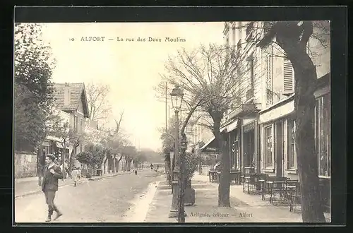 AK Alfort, La rue des Deux Moulins, Strassenpartie