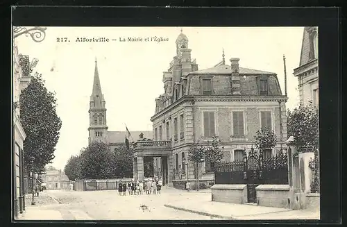 AK Alfortville, La Mairie et l'Eglise