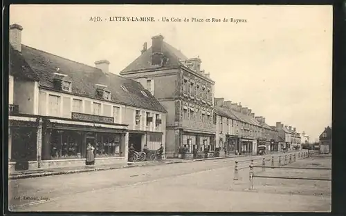 AK Littry-la-Mine, Un Coin de Place et Rue de Bayeux
