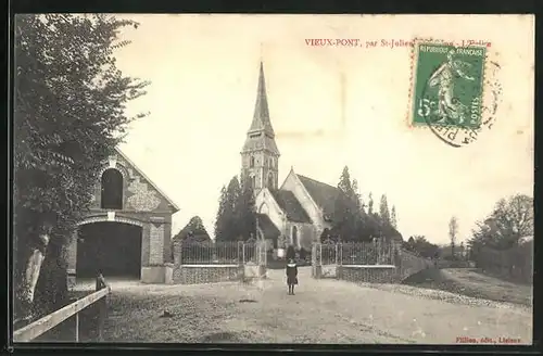 AK Vieux-Pont, Blick zur Kirche