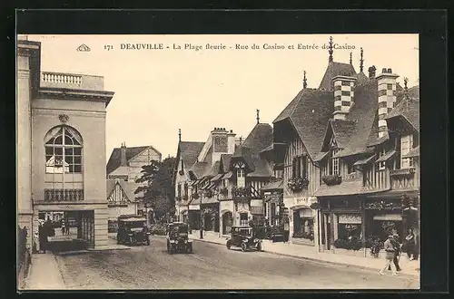AK Deauville, La Plage fleurie - Rue du Casino et Entrée du Casino