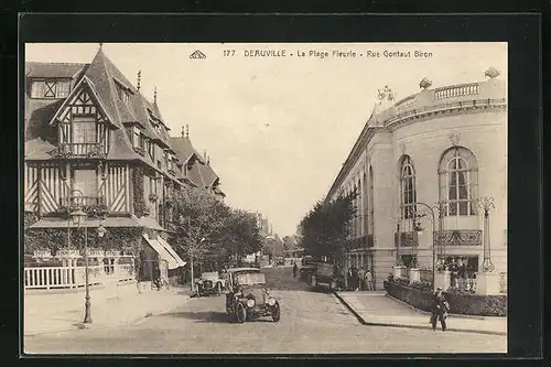 AK Deauville, La Plage Fleurie, Rue Gontaut Biron