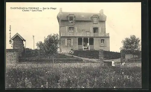 AK Saint-Jean-le-Thomas, sur la Plage, Chalet Les Flots