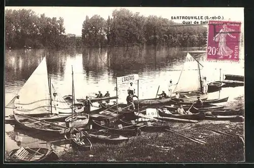 AK Sartrouville, Quai de Seine, Bootsanleger L`Bastard