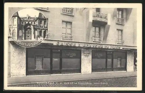 AK Asniéres, Caisse d'Epargne de Paris, Succursale H., Caisse Centrale