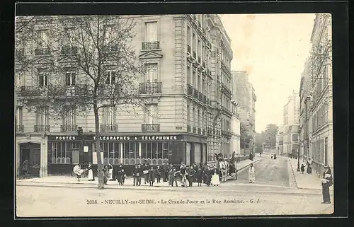 AK Neuilly-sur-Seine, La Grande Poste et la Rue Anselme