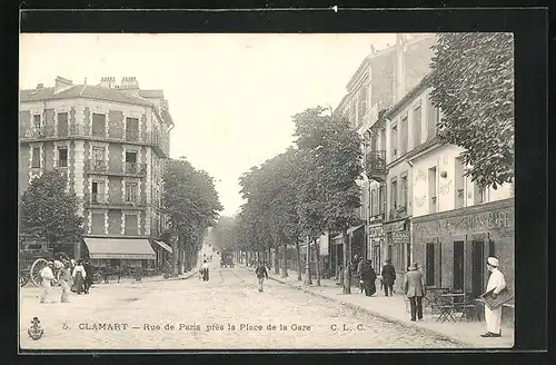 AK Clamart, Rue de Paris près la Place de la Gare