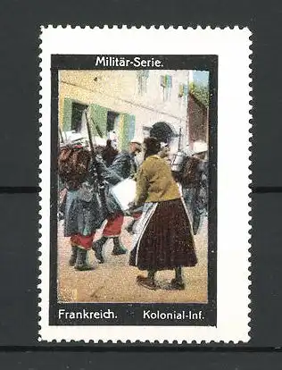 Reklamemarke Frankreich, Kolonial-Infanterie im Ort