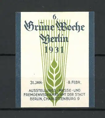 Reklamemarke Berlin, Grüne Woche 1931, Getreideähre