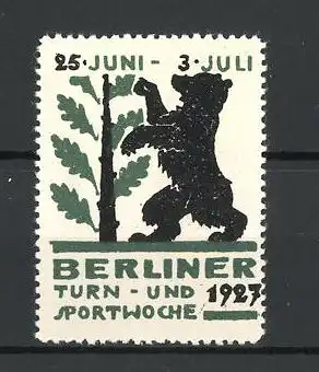 Reklamemarke Berlin, Turn- und Sportwoche 1927, Berliner Bär am Eichenblattstrauch