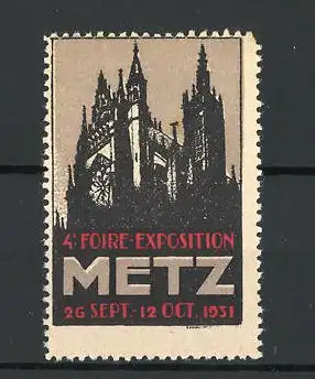 Reklamemarke Metz, 4. Foire-Exposition 1931, Ansicht der Kirche