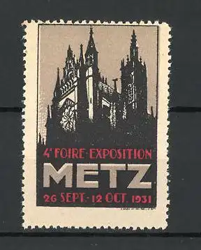 Reklamemarke Metz, 4. Foire-Exposition 1931, Ansicht der Kirche