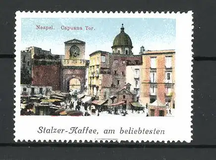 Reklamemarke Neapel, Markt mit Capuana Tor