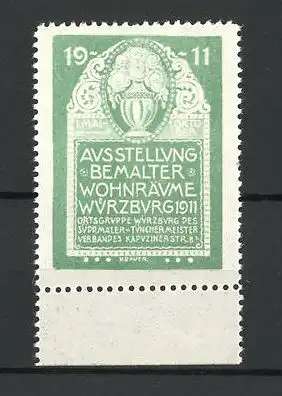 Reklamemarke Würzburg, Ausstellung Bemalter Wohnräume 1911, Blumenvase