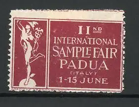 Reklamemarke Padua, II. International Sample Fair, Hermes Standbild