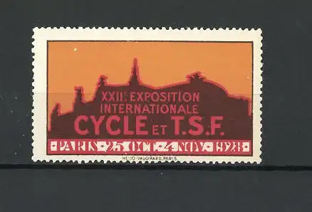 Reklamemarke Paris, XXII. Exposition Internationale Cycle et T.S.F. 1928, Stadtsilhouette