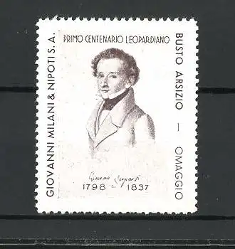 Reklamemarke Giacomo Leopardi im Portrait