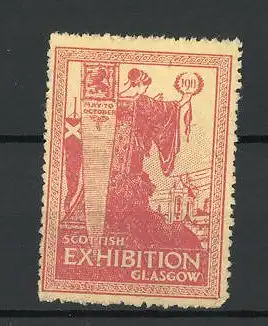 Reklamemarke Glasgow, Scottish Exhibition 1911, Göttin blickt auf die Stadt