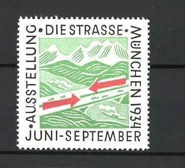 Reklamemarke München, Ausstellung Die Strasse 1934, Strasse im Gebirge