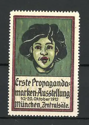 Reklamemarke München, Erste Propagandamarken-Ausstellung 1912, Frauenportrait