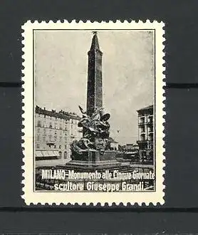 Reklamemarke Milano, Monumento alle Cinque Giornate scultore Giuseppe Grandi