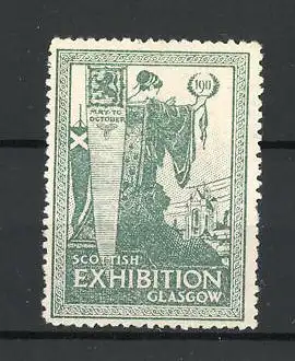 Reklamemarke Glasgow, Scottish Exhibition 1911, Göttin blickt auf die Stadt