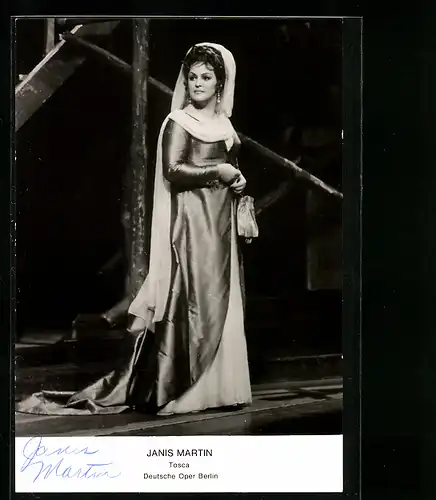 AK Berlin, Deutsche Oper, Opernsängerin Janis Martin in Tosca, Autograph