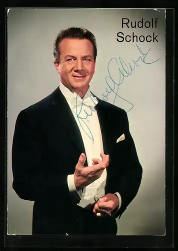AK Opernsänger Rudolf Schock im Frack mit Fliege, Autograph