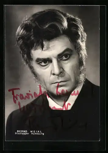 AK Hamburg, Staatsoper, Opernsänger Bernd Weikl mit Koteletten, Autograph
