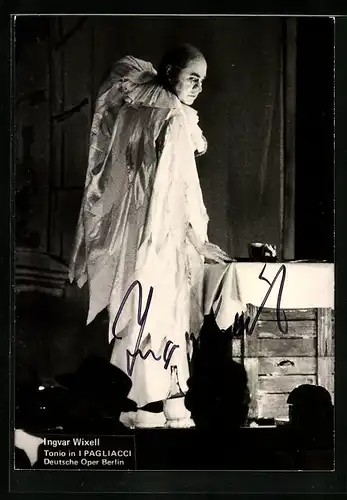 AK Berlin, Deutsche Oper, Opernsänger Ingvar Wixell als Tonio in I Pagliacci, Autograph