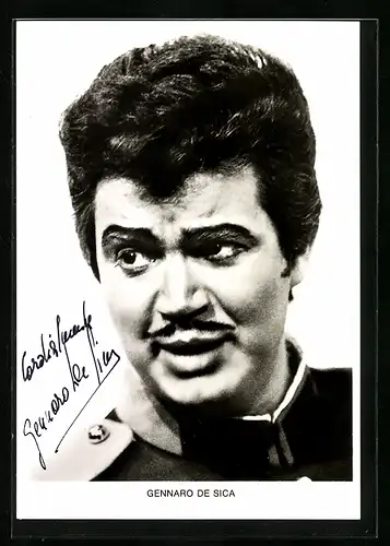 AK Opernsänger Gennaro de Sica mit Oberlippenbart, Autograph