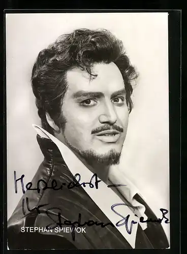 AK Opernsänger Stephan Spiewok als Herzog von Mantua in der Oper Rigoletto von Giuseppe Verdi, Autograph