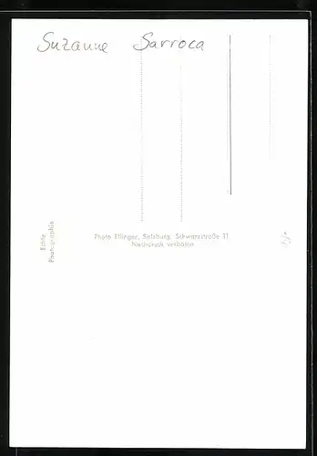 AK Opernsängerin Suzanne Sarrova mit lachendem Gesicht, Autograph