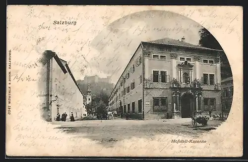 AK Salzburg, Hofstall-Kaserne mit Strassenpartie