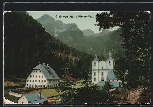AK St. Martin bei Lofer, Maria-Kirchental, Ortspartie mit Kirche