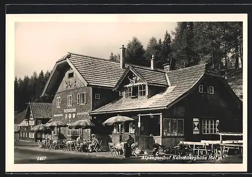 AK Katschberghöhe, Alpengasthof mit Gastgarten