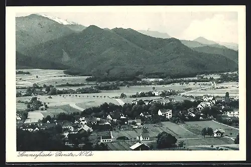 AK Pernitz, Teilansicht mit Bergen, Fliegeraufnahme