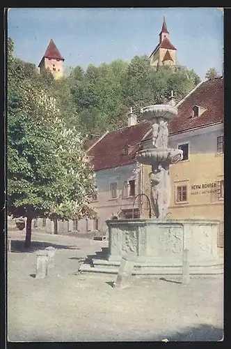 AK Friesach, Alter Brunnen vor Herm. Bohred Malergeschäft