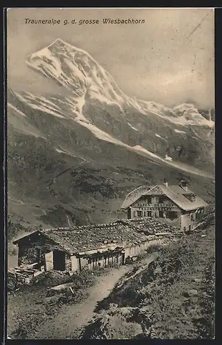 AK Bruck an der Grossglocknerstrasse, Gasthof Trauneralpe gegen das grosse Wiesbachhorn