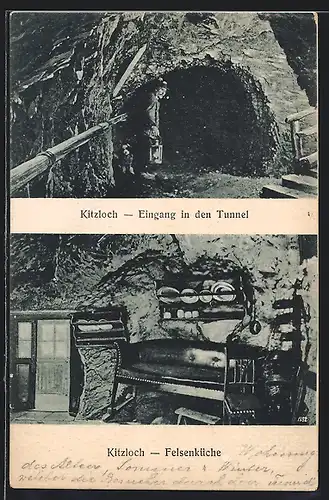 AK Ischgl, Kitzloch, Eingang in den Tunnel, Felsenküche