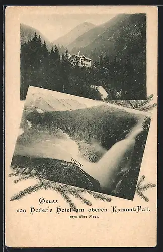 AK Krimml, Hofer`s Hotel am oberen Krimml-Fall