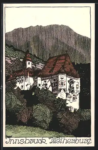 Künstler-AK Innsbruck, an der Weiherburg