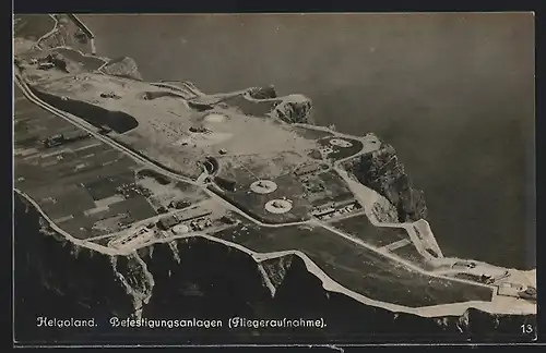 AK Helgoland, Fliegeraufnahme der Befestigungsanlagen