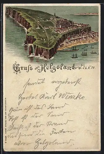 Künstler-AK Helgoland, Totalansicht