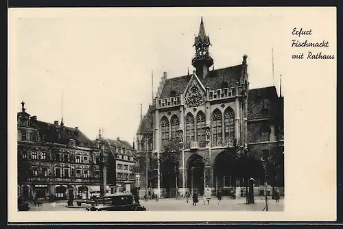 AK Erfurt, 134. Tagung des Thüringer Bauern-Vereins 1936, Fischmarkt mit Rathaus