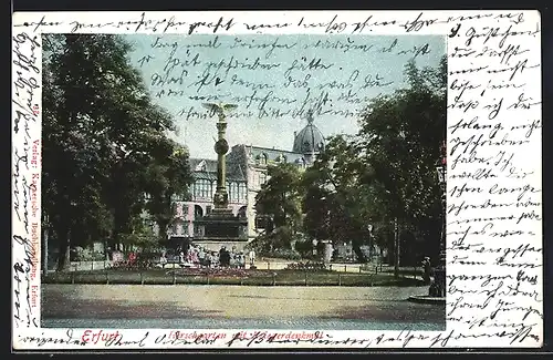 AK Erfurt, Hirschgartenmit Kriegerdenkmal